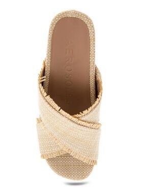 AEROSOLES Natural Beige Crisscross Slide Mule